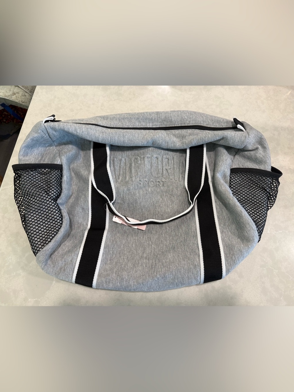 Victoria's Secret Grey Duffel Tote with Black Straps